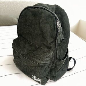 Stussy canvas backpack in distressed black
